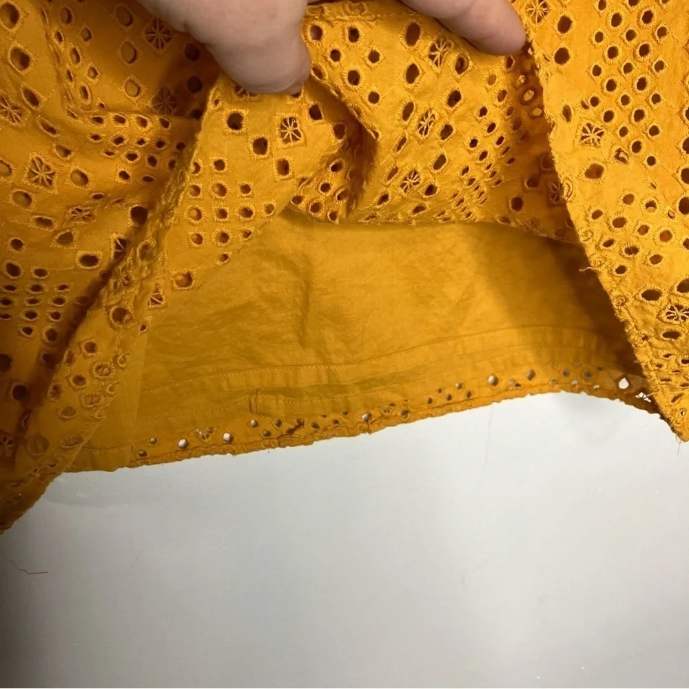 J. Crew eyelet puffed sleeve blouse golden‎ yellow size XS